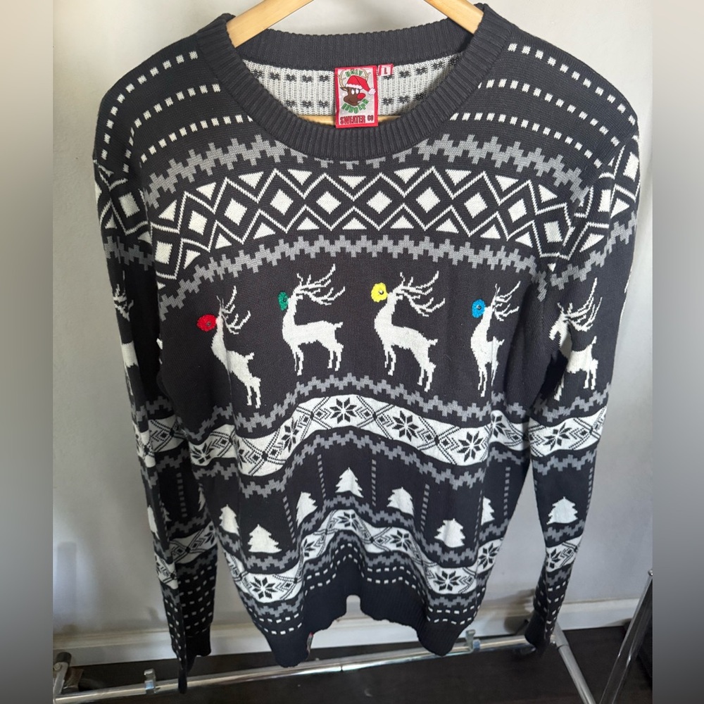 St. John's Bay Reindeer Pattern Sweater - Black and White